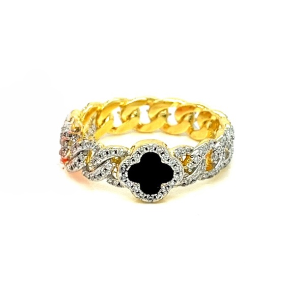 925 Sterling Silver CUBAN CLOVER BLUE RING
